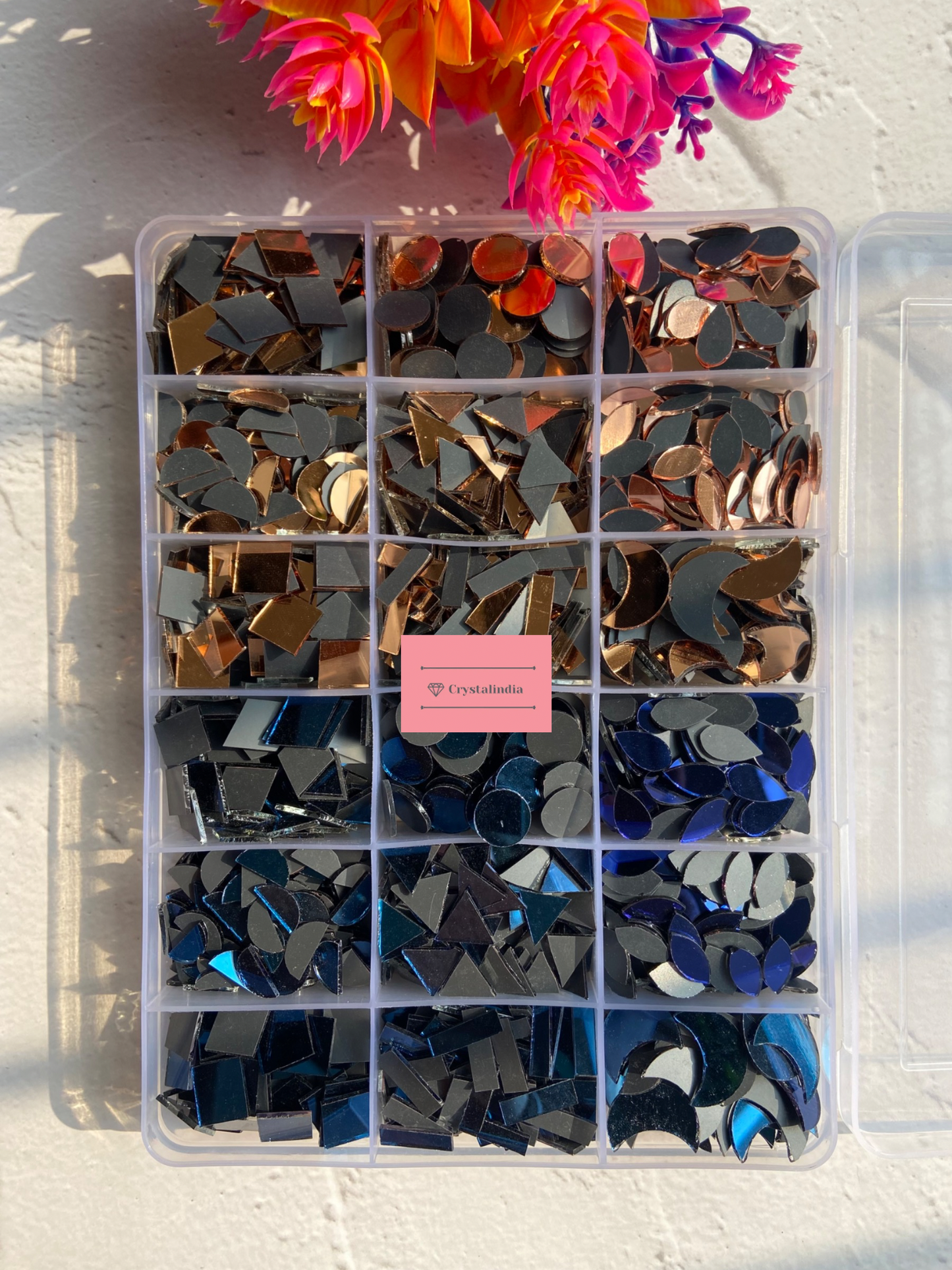 Kit 60 - 18 Mini Jumbo Rose gold and blue mirrors Kit