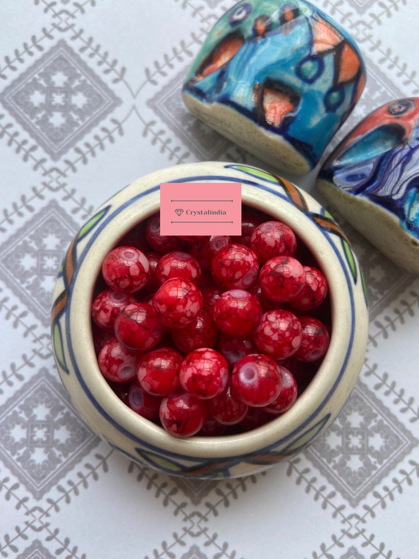 Marble Finish Glass Beads