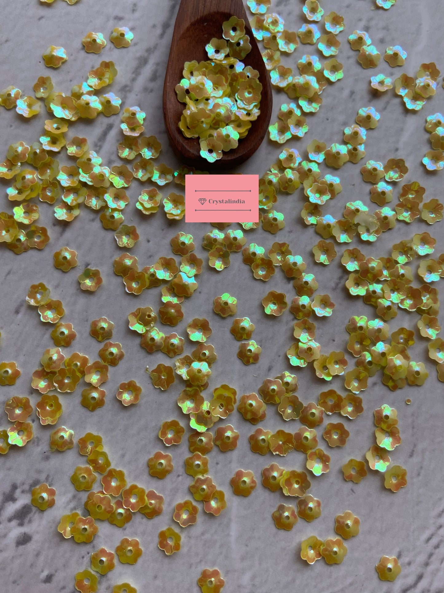 Cosmos Flower Sequins - Mustard Rainbow