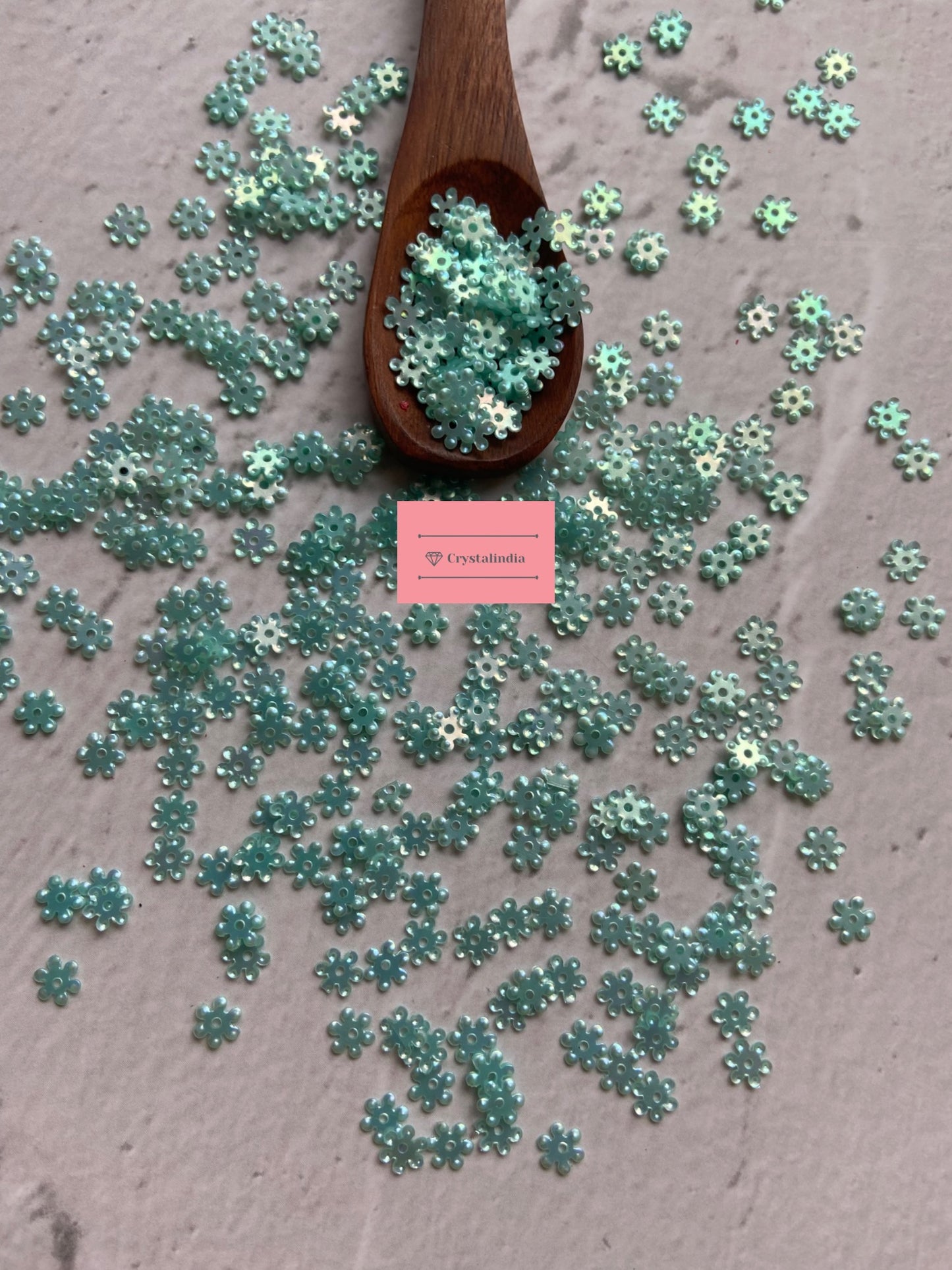 Zinnia Flower Sequins - Sky Blue Rainbow