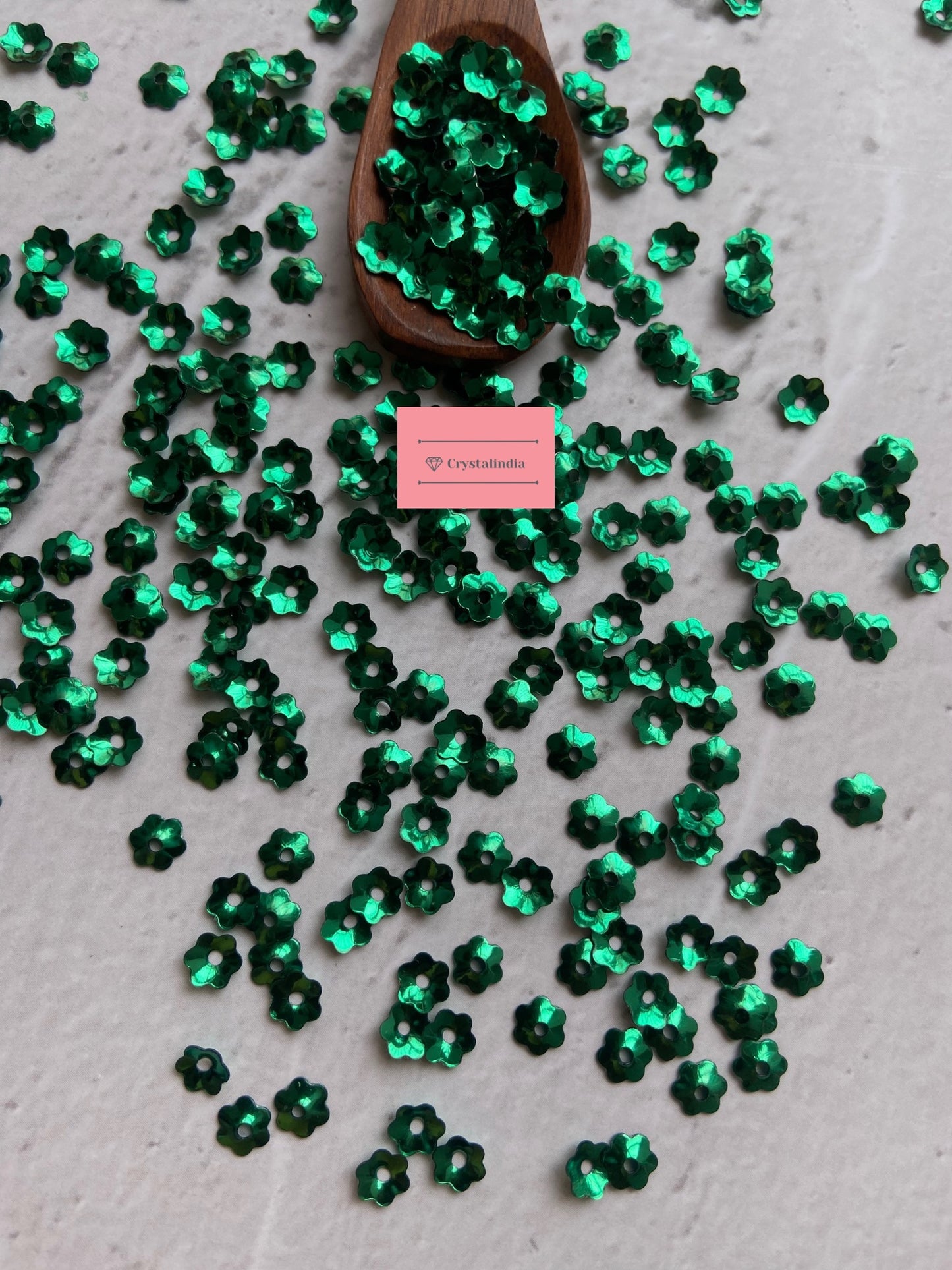 Cosmos Flower Sequins - Bottle Green