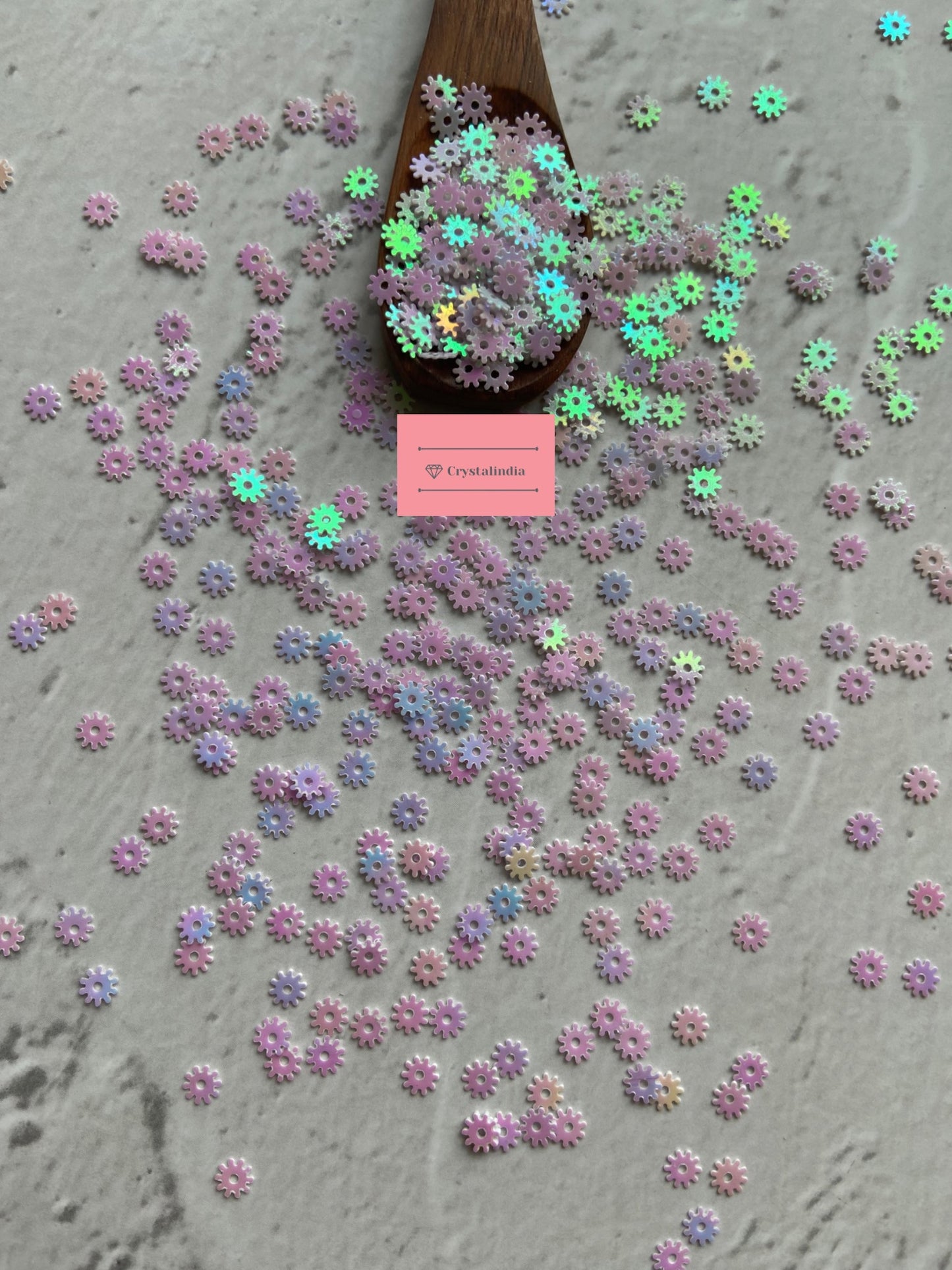 Zinnia Flower Sequins - White Rainbow