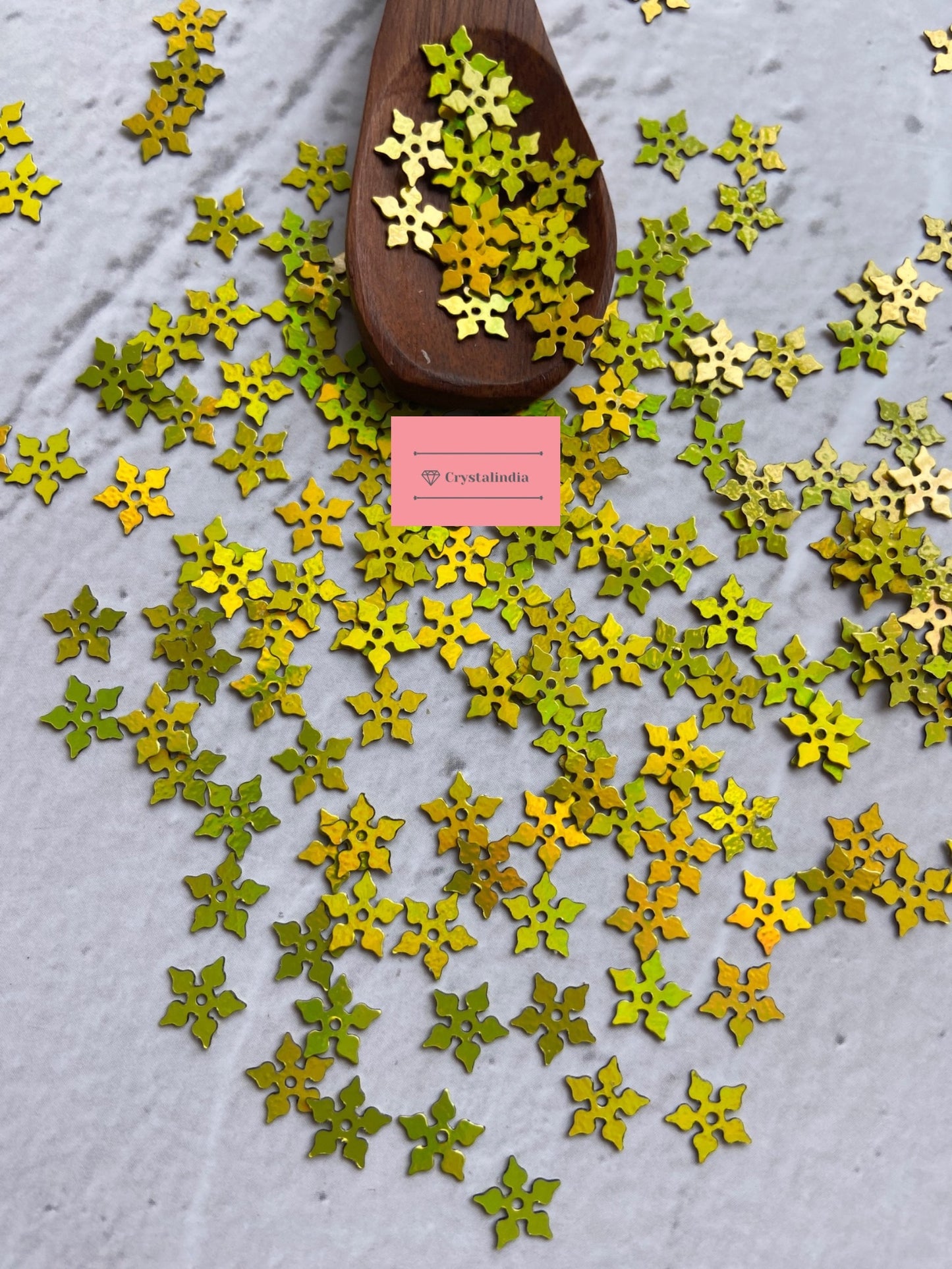 Snowflake Sequins - Olive Green Rainbow