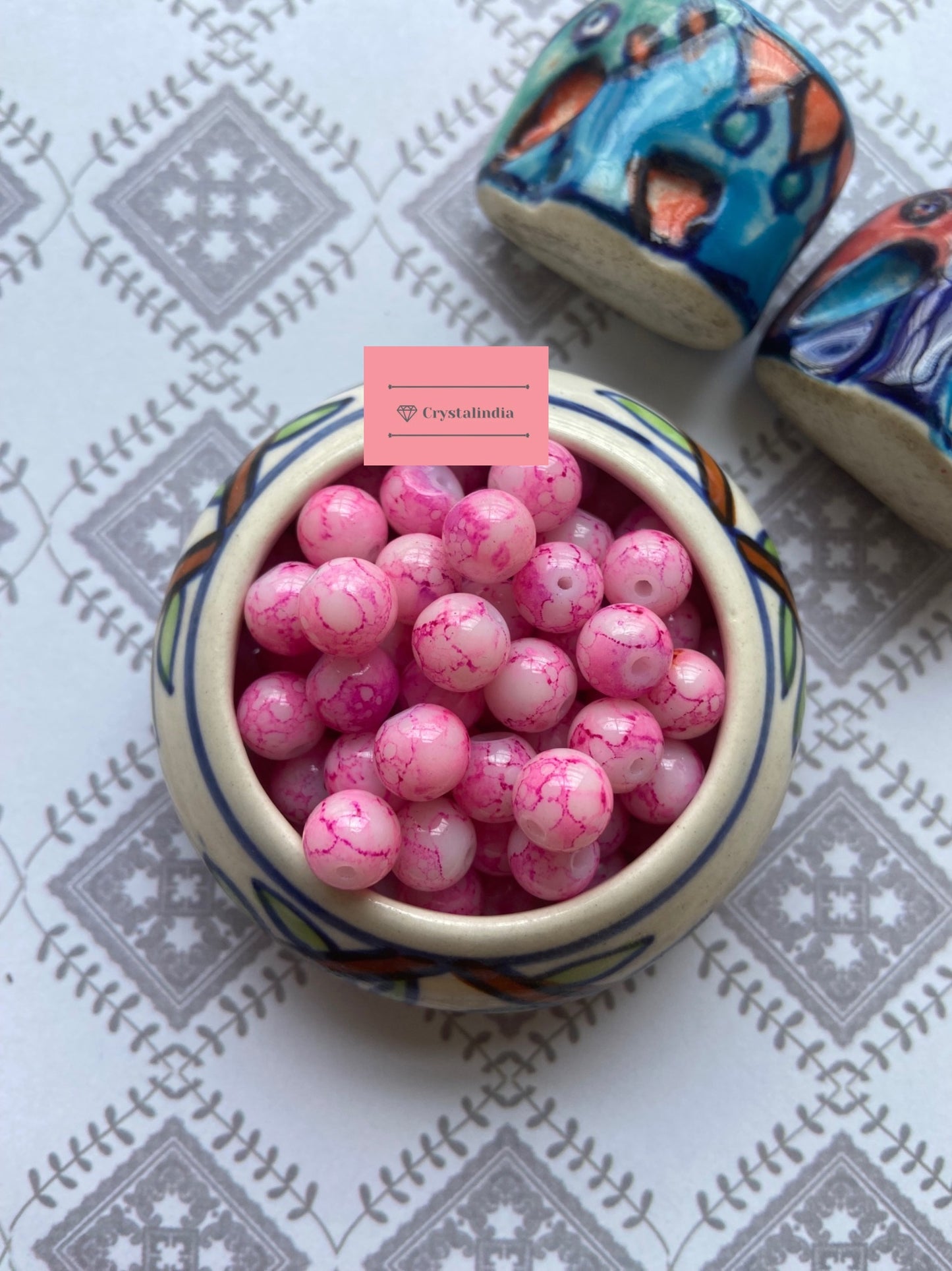 Marble Finish Glass Beads