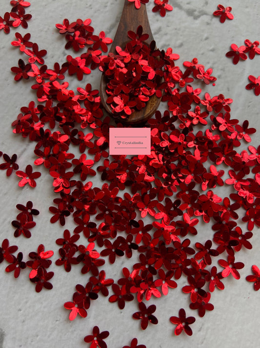Periwinkle Flower Sequins - Red