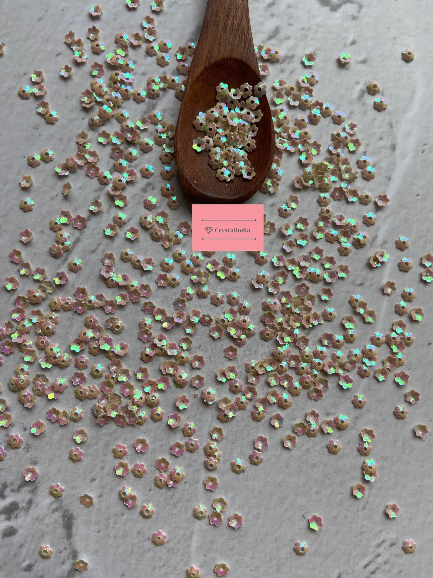 Micro Cosmos Flower Sequins - Nude Rainbow