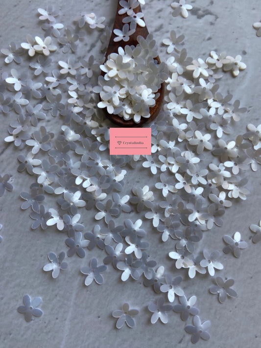Periwinkle Flower Sequins - White