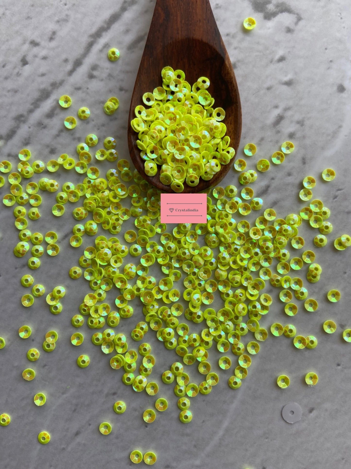 Katori Sequins - Fluorescent Yellow Rainbow