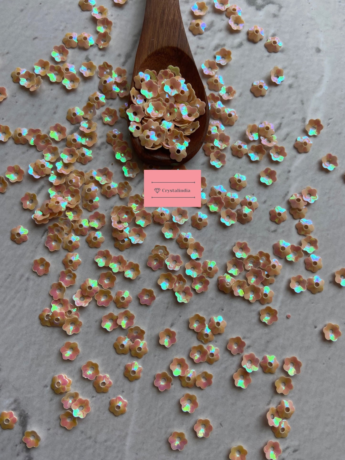 Cosmos Flower Sequins - Nude Rainbow