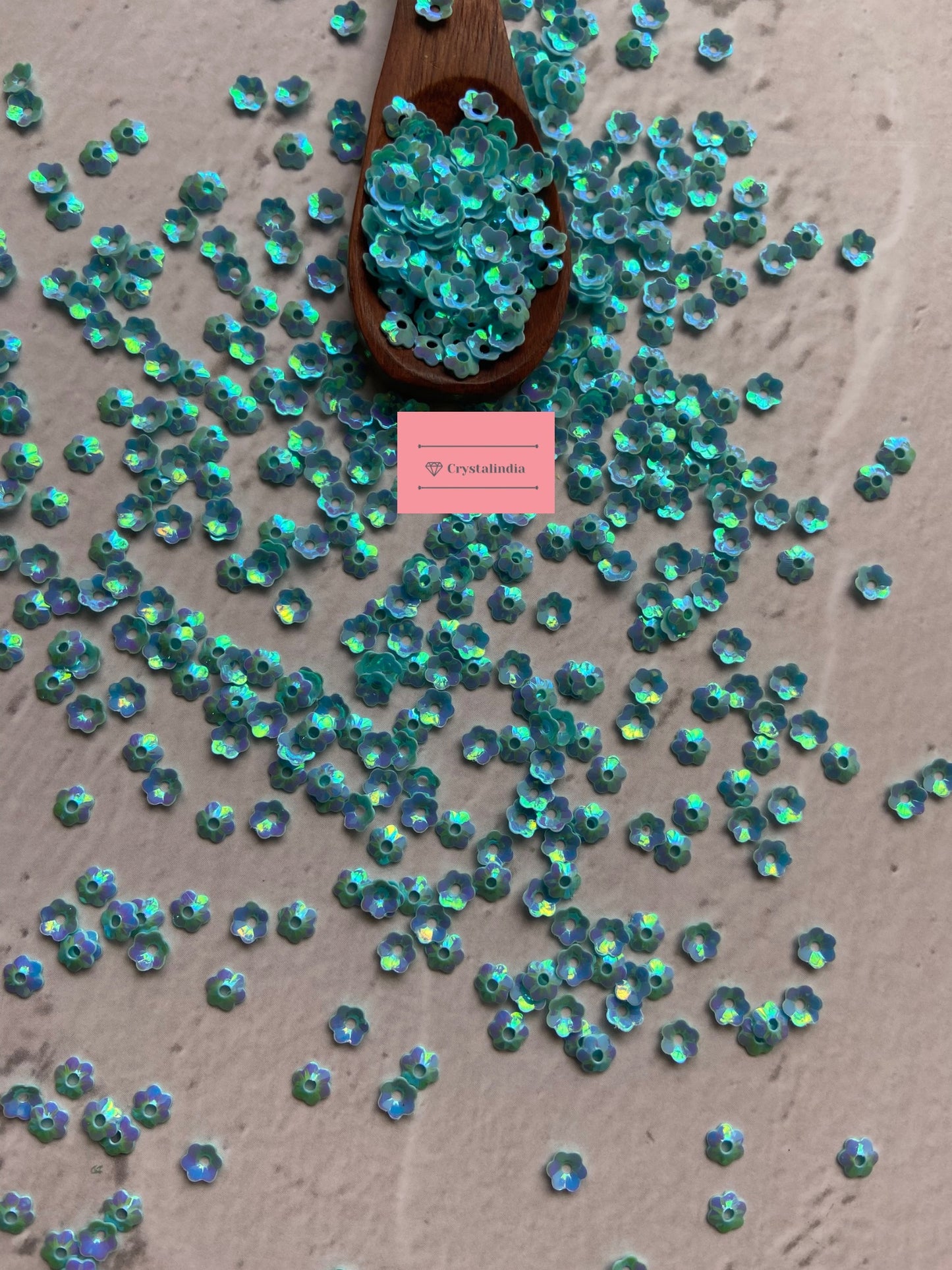 Micro Cosmos Flower Sequins - Light Blue Rainbow