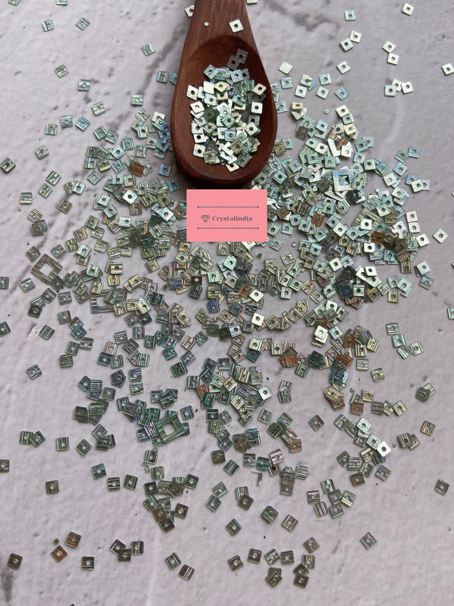 Square Sequins - Light Jade Green Rainbow