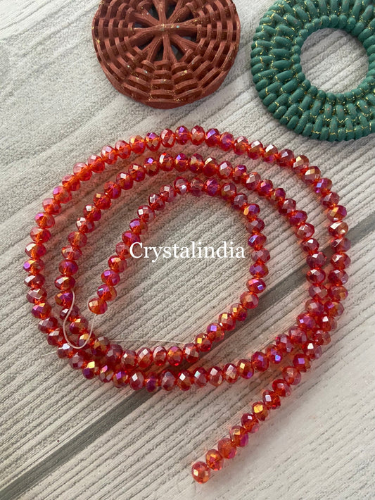 Rondelle Beads - Rainbow Red