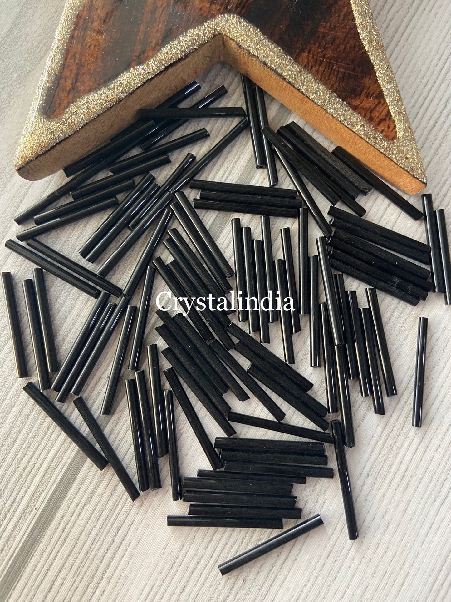 Long Tube Beads - Opaque Black