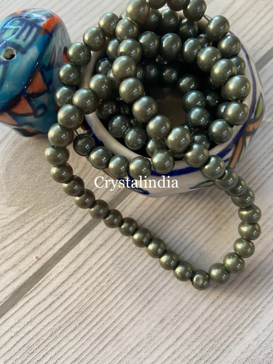 Glass Pearls - Army Green