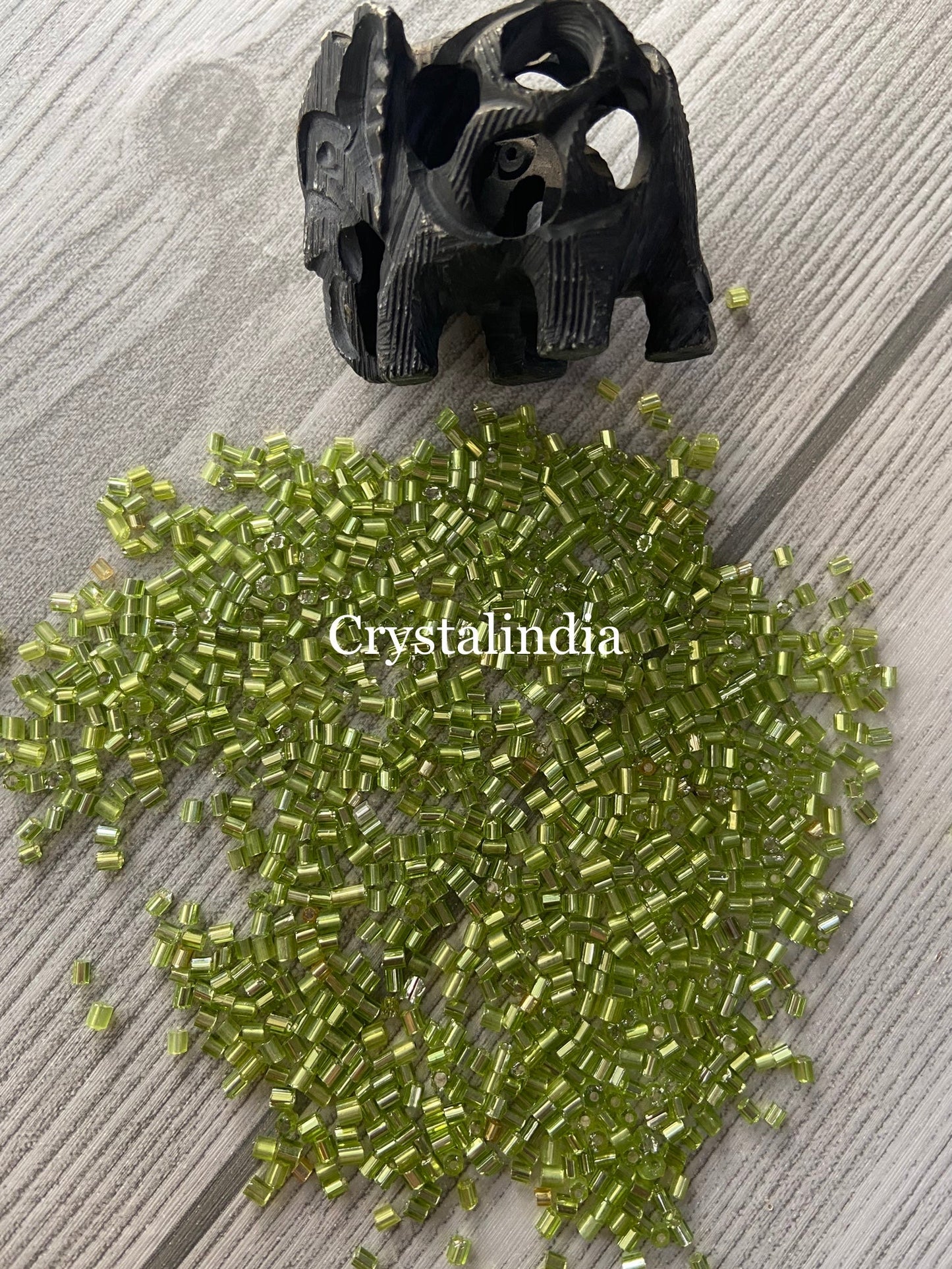 Bugle Beads - Silver Line Light Green