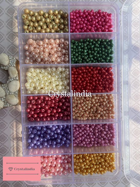 Kit 34 - 12 Glass Pearls 4MM and 6MM