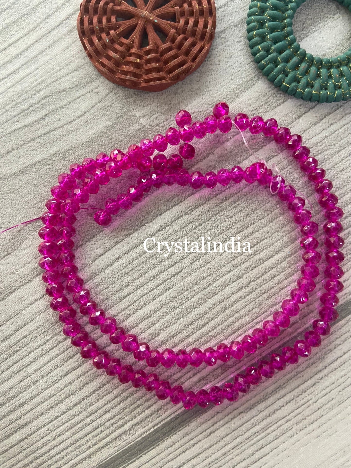 Rondelle Beads - Trans Fuschia