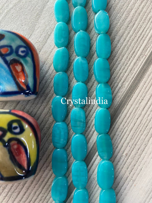 Tablet Beads - Teal Blue