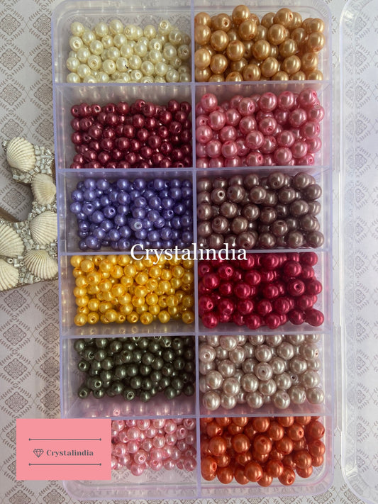Kit 35 - 12 Glass Pearls 6MM and 8MM