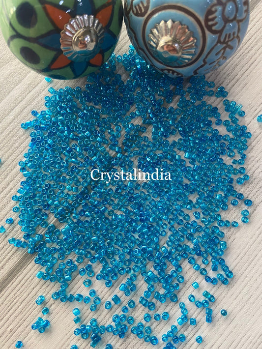 Sugar Beads - Trans Turquoise Blue