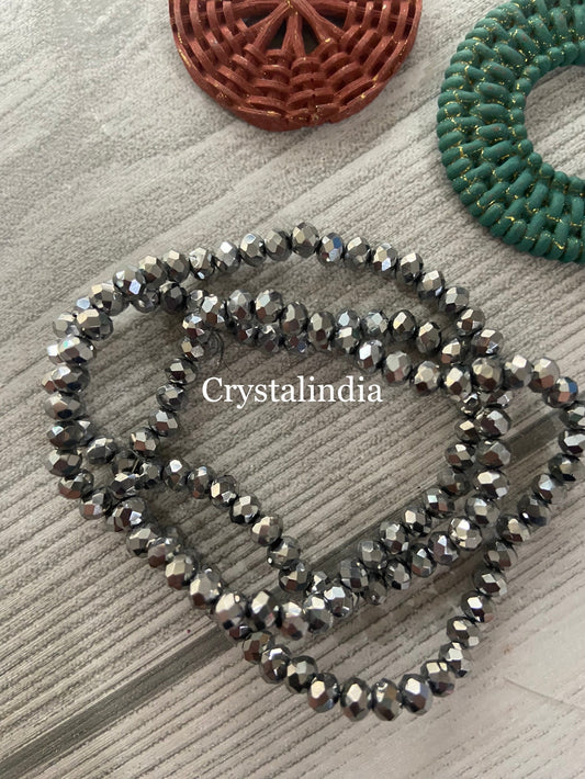 Rondelle Beads - Metallic Silver
