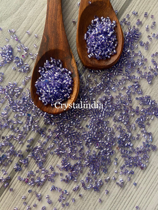 Bugle Beads Micro - Silver Line Light Purple