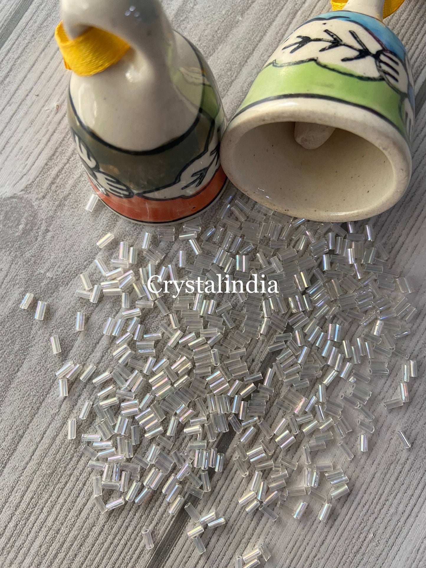 Bugle Beads 5MM - Rainbow White