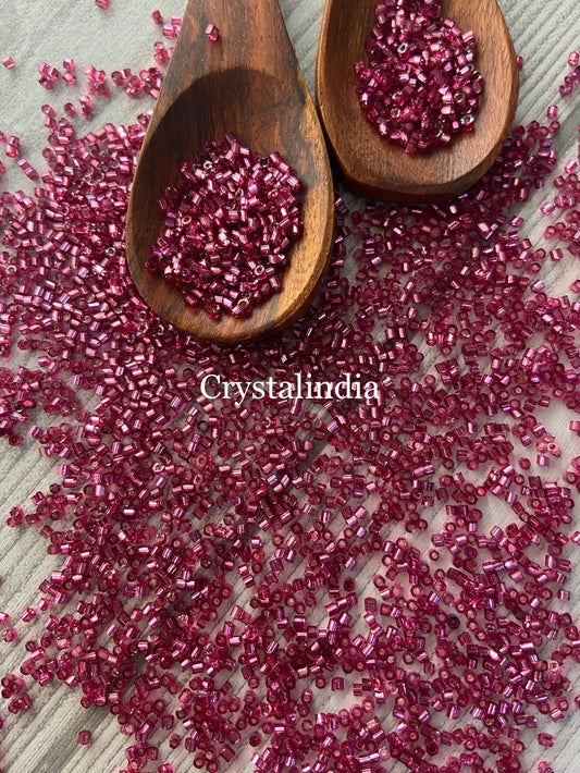 Bugle Beads Micro - Silver Line Onion Pink