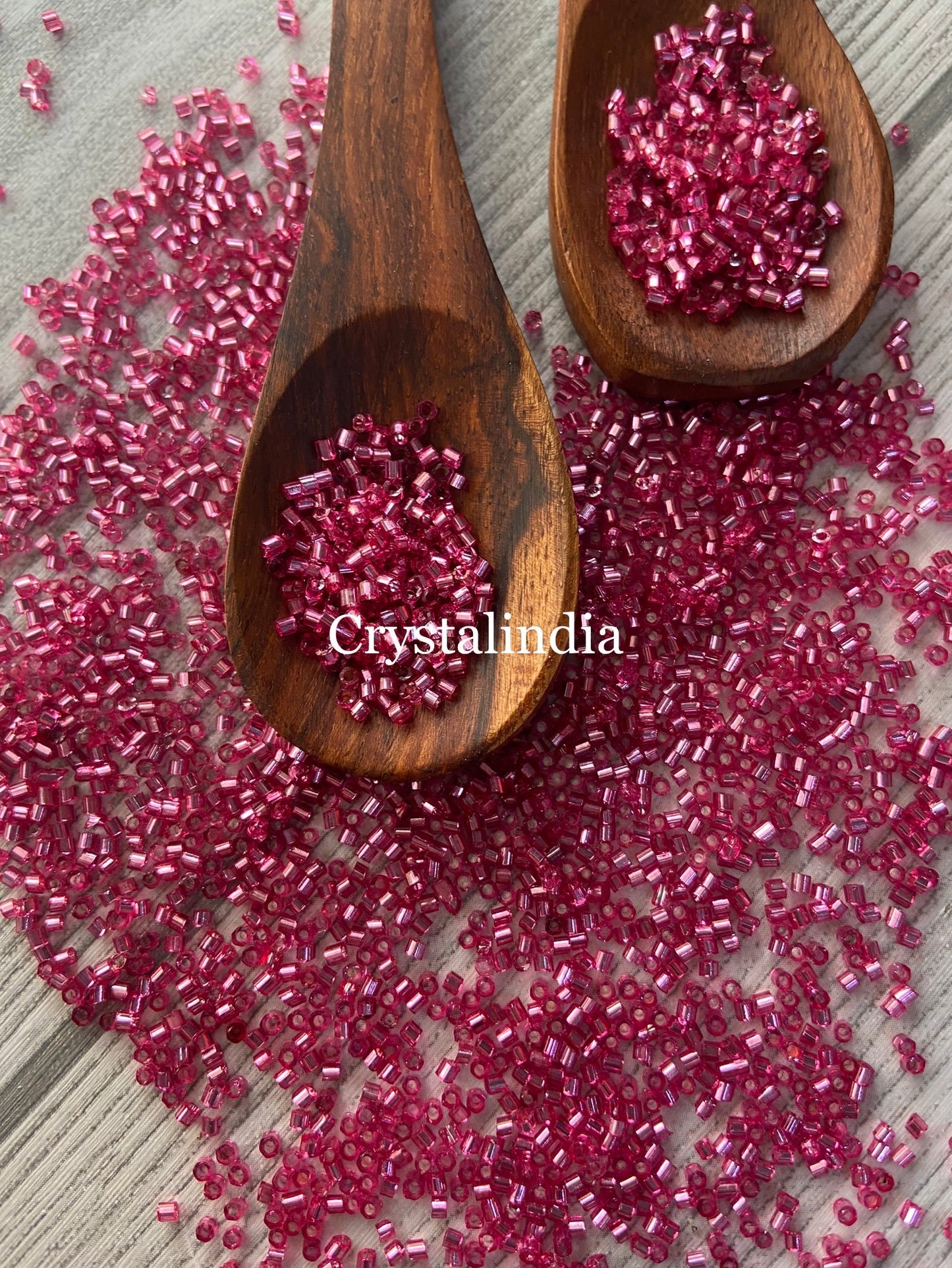 Bugle Beads Micro - Silver Line Dark Pink