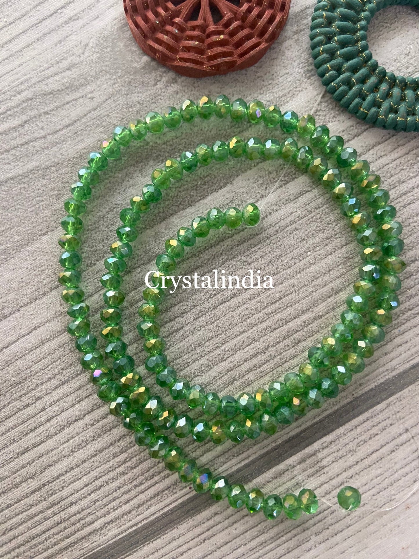 Rondelle Beads - Rainbow Light Green