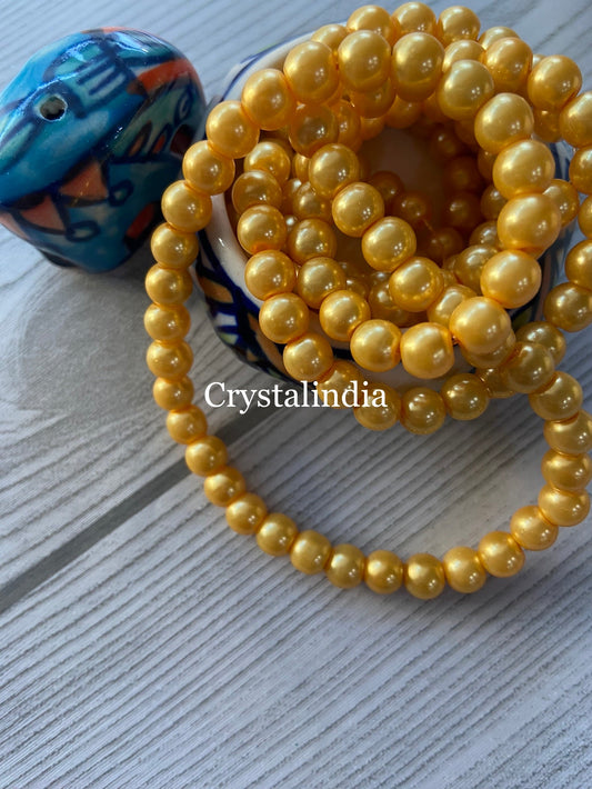 Glass Pearls - Golden Yellow