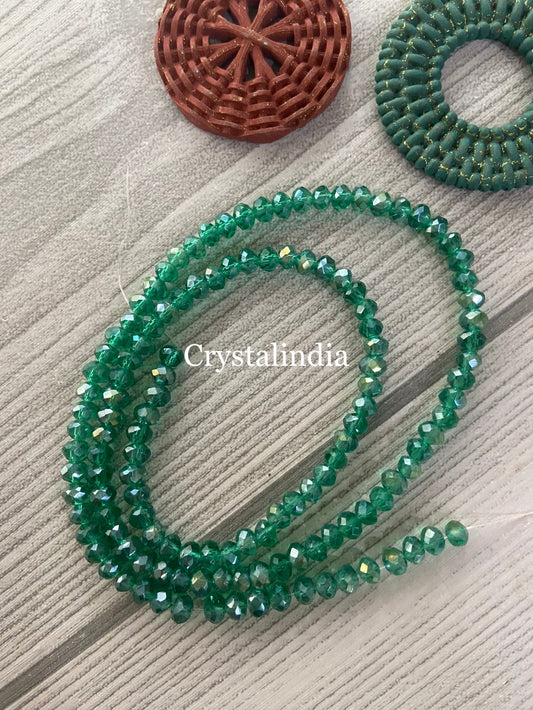 Rondelle Beads - Trans Emerald Green