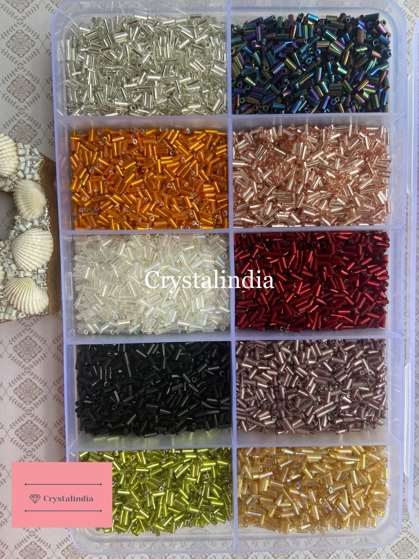 Kit 31 - 10 Silver Line Bugle Beads 5MM