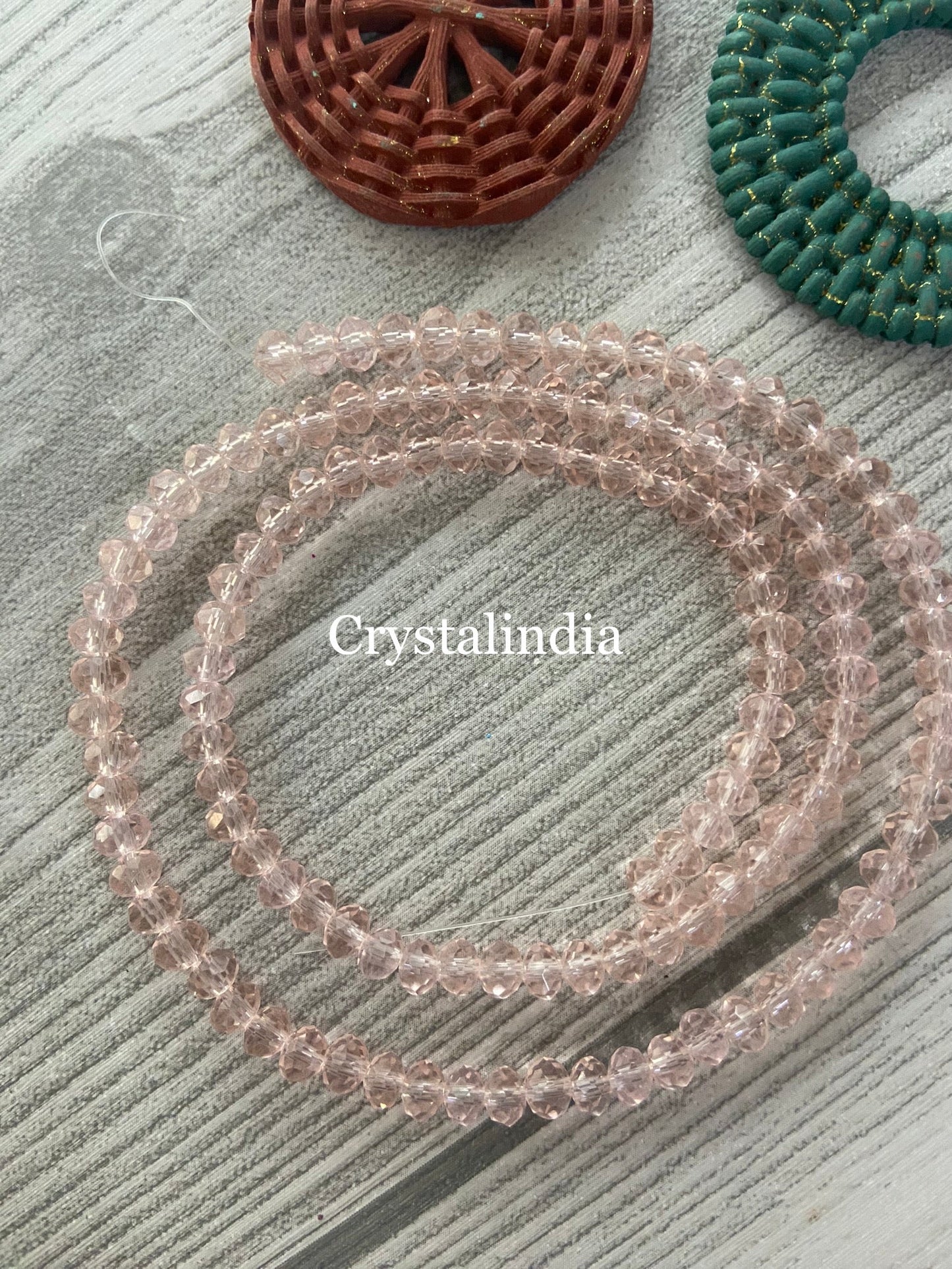 Rondelle Beads - Trans Baby Pink