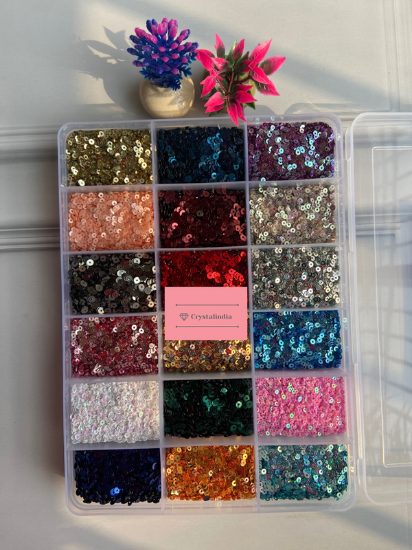 Micro Sequins Kit 72 - 18 Micro Round Sequins Kit – CrystalIndia