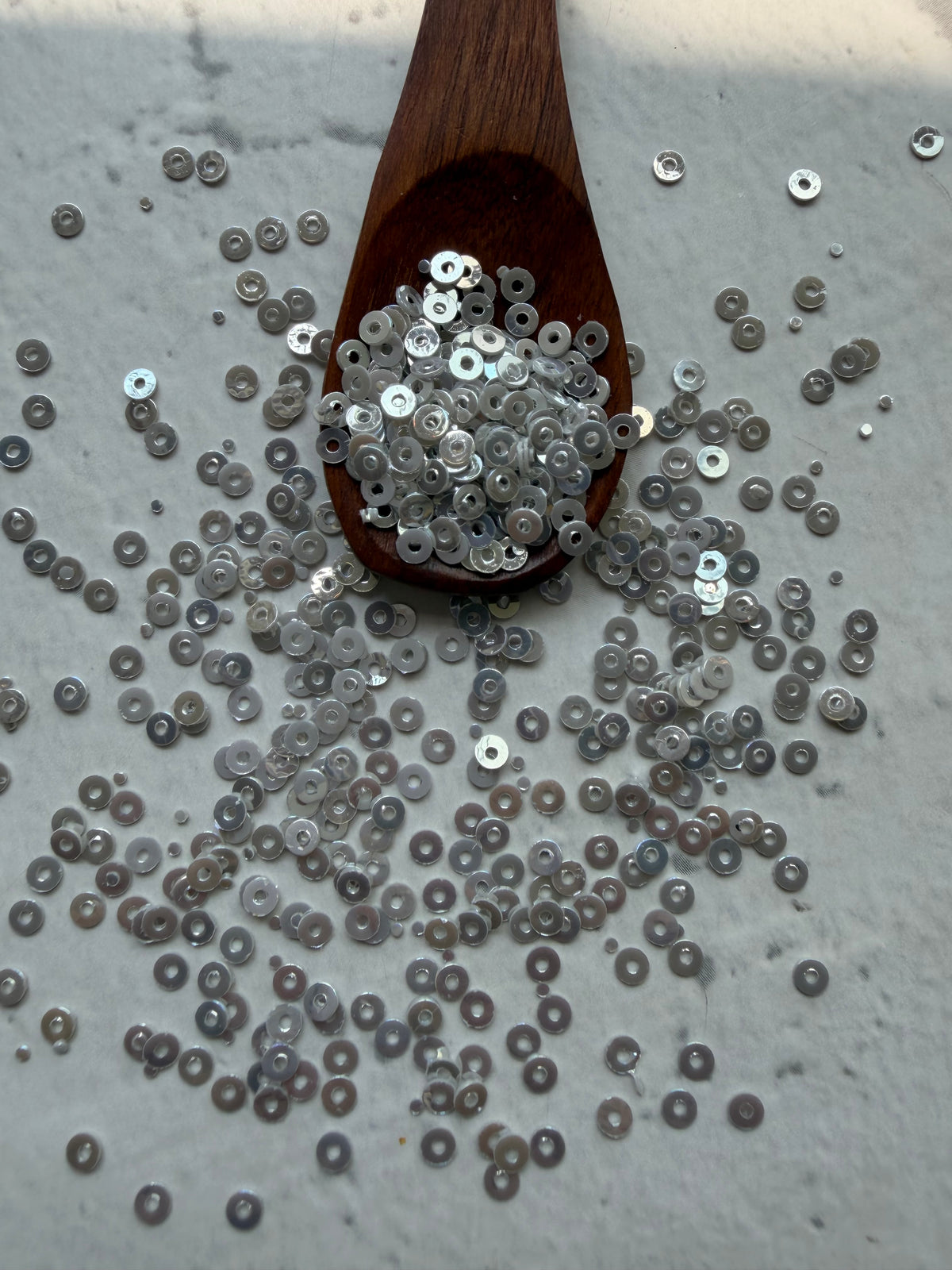 Micro Round Sequins - Pearl Silver