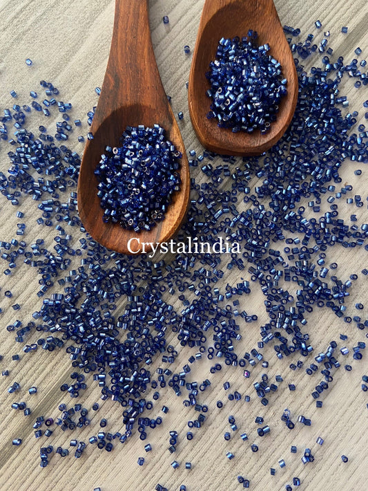 Bugle Beads Micro - Silver Line Dark Blue