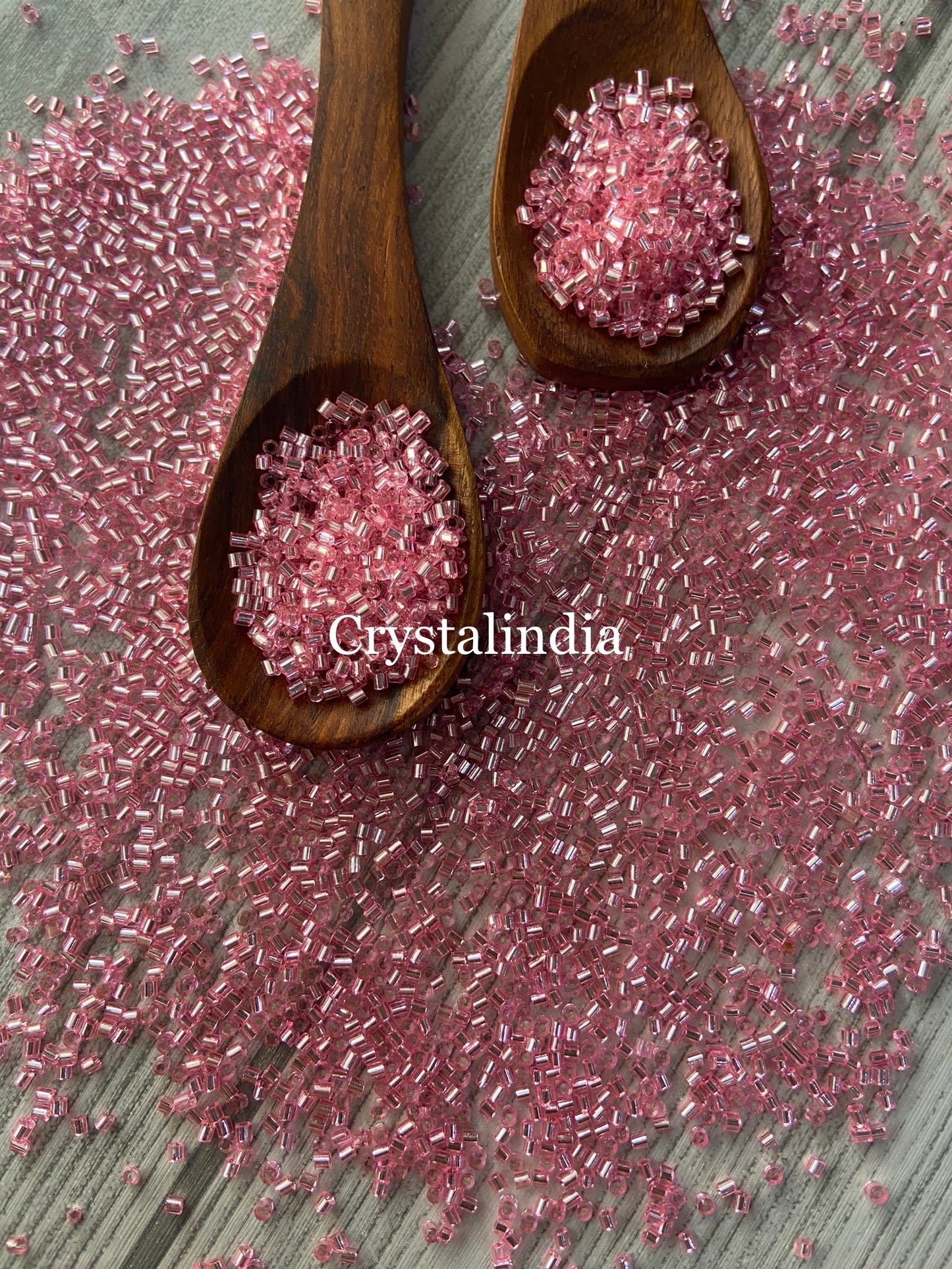 Bugle Beads Micro - Silver Line Pink