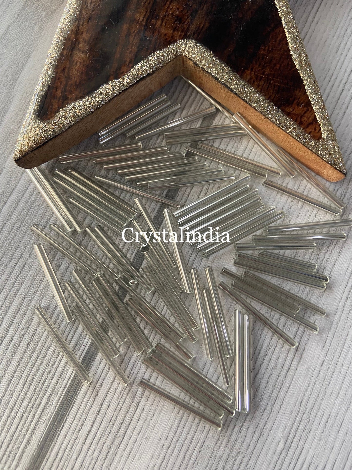 Long Tube Beads - Metallic Silver