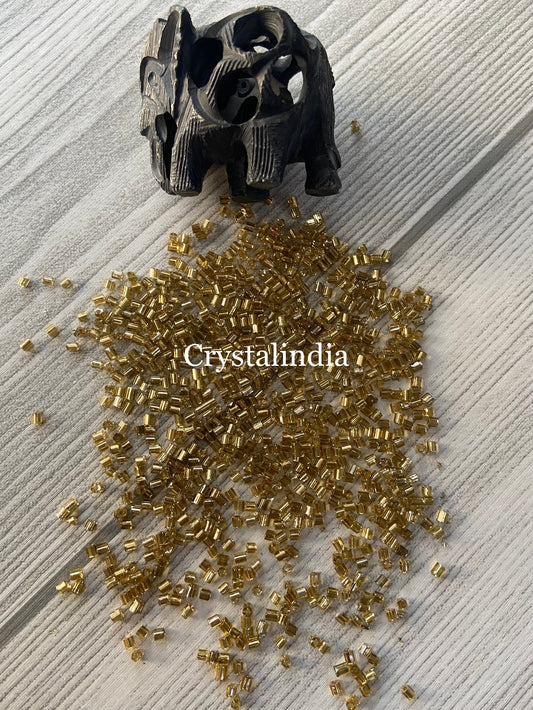 Bugle Beads - Silver Line Dark Gold