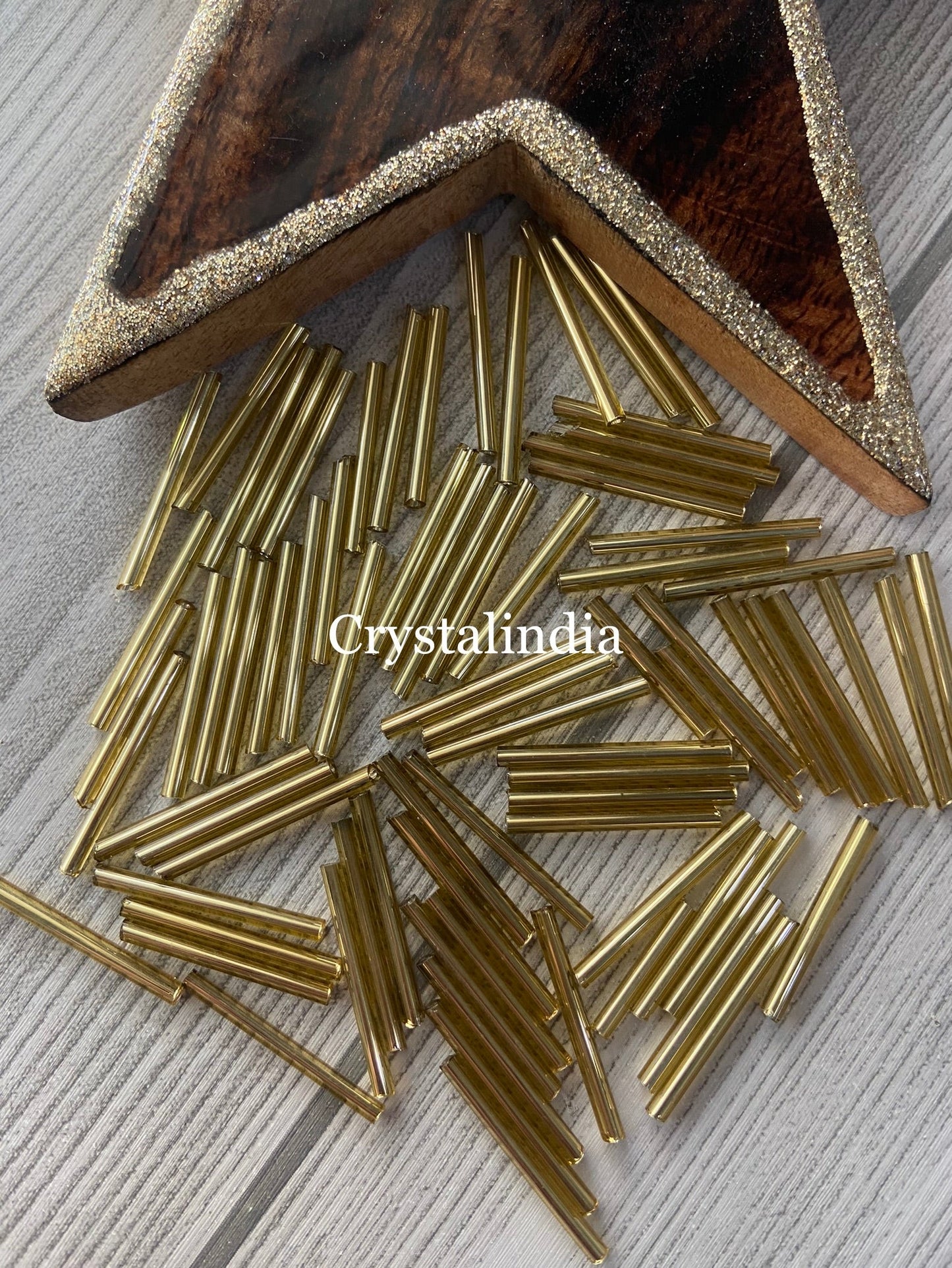 Long Tube Beads - Metallic Gold